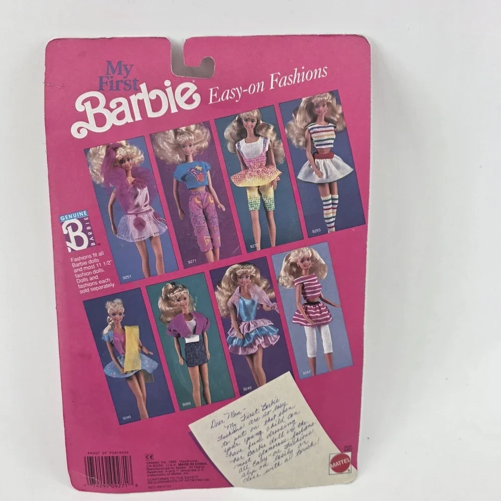 NIP VINTAGE 1989 EASY-ON MY FIRST BARBIE FASHIONS COLLECTIBLE OUTFIT‎ MATTEL